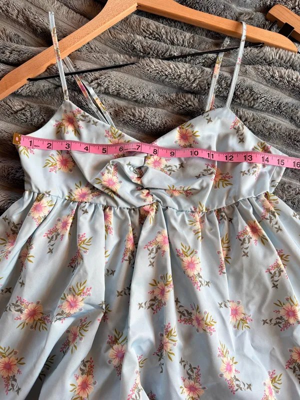 Free People In A Bubble Mini Dress Light Blue Floral Sz S Coquette Cottagecore - Image 4