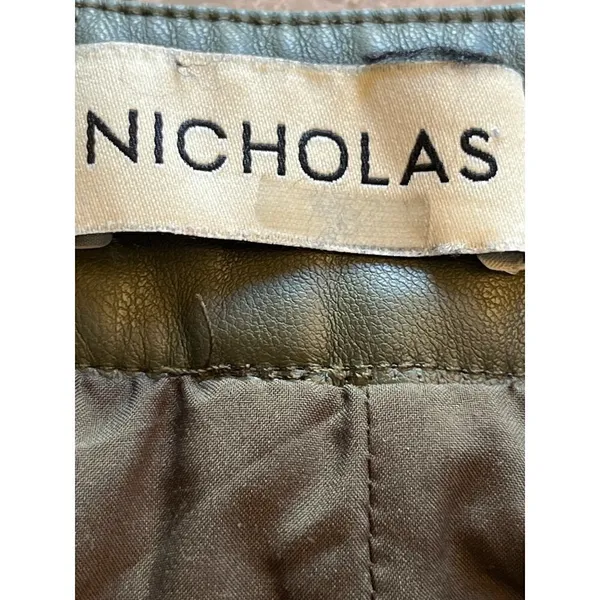 Nicholas Gabriella Mini Skirt in Green 2 Womens Faux Leather Vegan - Image 8