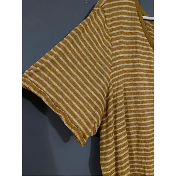 Maurices Yellow Striped Roll Cuff Short Sleeve High Low V Neck Top Size 2X - Image 3