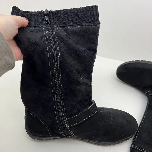Dr Scholls black mid calf side zip round toe synthetic boots warm women size 8 - Image 3
