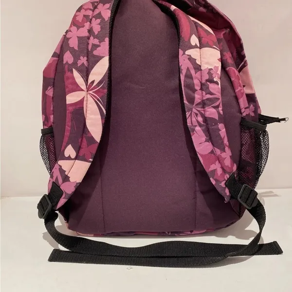 Navy, Pink Flowers Backpack with small pocket and two mesh pockets in side 🔴 - Image 2
