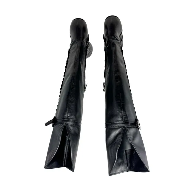Christian Dior Galliano Ethnic Black Leather Studded OTK Boots EU 40 FW2004 Y2K - Image 6