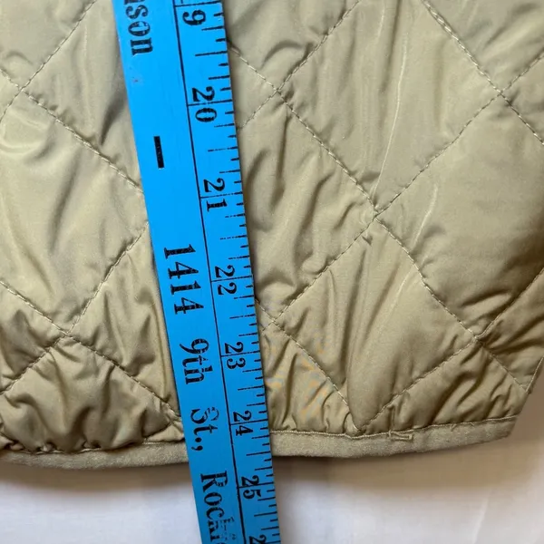 Nordstrom Quilted Liner Jacket‎ Medium Olive Green Diamond Stitch Snap Front - Image 7