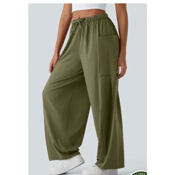 Halara Mid Rise Elastic Waistband Drawstring Palazzo Flowy Wide Leg Pants Small - Image 2