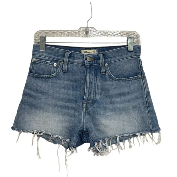 Madewell 100% Cotton Relaxed Denim Shorts Rosemount Wash Destroyed Hem - Size 23 - Image 3