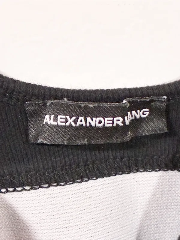 Alexander Wang logo elastic bra in ribbed jersey in Black Tank Top Size XL - Image 4