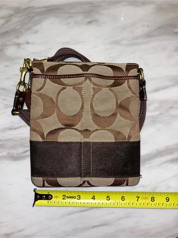 COACH L0649-10129 Y2K Signature Jacquard Crossbody Purse Brown - Image 11