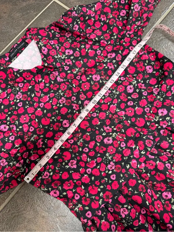 English Factory Floral Shirtdress Mini Dress 100% Cotton 3/4 Sleeves Pink Medium - Image 13