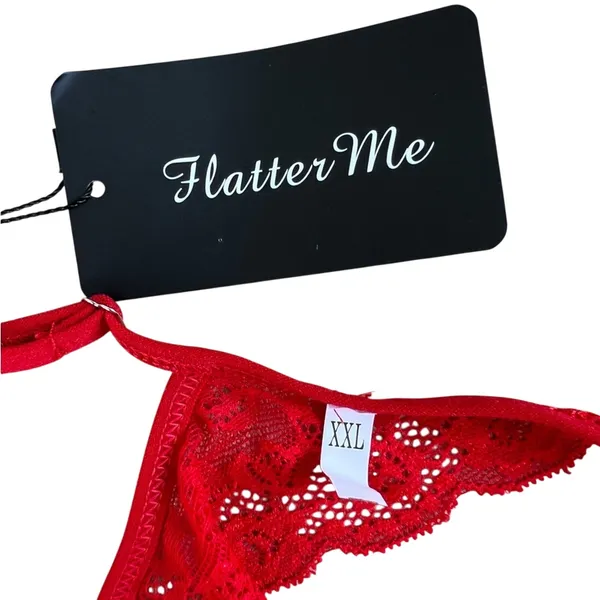 Flatter Me Lipstick Red Lace 2-Piece Crotchless Sexy Lingerie Set sz XXL NEW Tag - Image 4