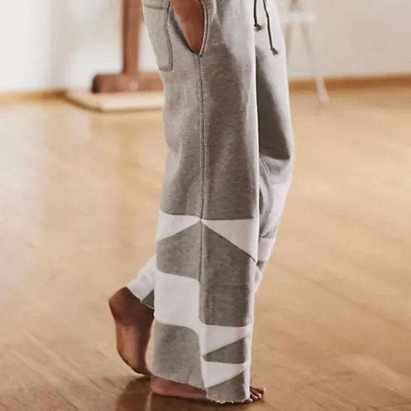 Free People Movement Hot Shot Geometric Patchwork Wide Leg Sweatpants‎ Gray XS - Image 10