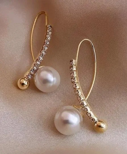 Boutique Crystal Pearl Drop Earrings - Image 3