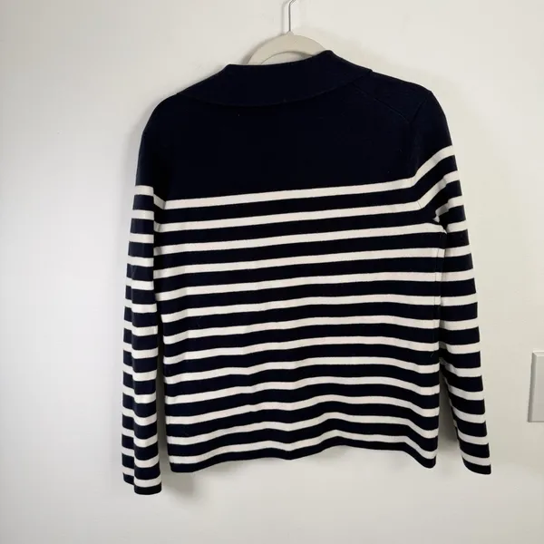 J‎ Crew Camille Shrunken Sweater Blazer Navy Blue Striped Preppy Womens Small - Image 9