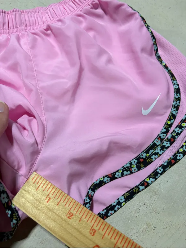 Nike Pink Women's Athletic Shorts with Floral Edge Trim XS - Image 3