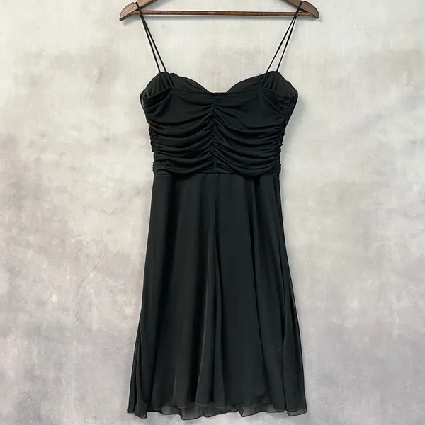 B. Smart Y2K Womens Chiffon Sweetheart Cocktail Dress Size 5/6 Black Flowy McBling HOCO - Image 2
