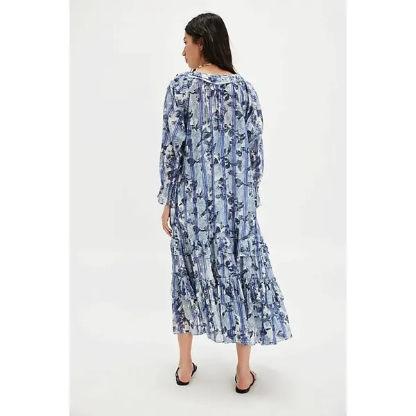 Free People Dainty Ruffle Cottage Garden Wonders Maxi Dress in Blue Combo Small - Image 4