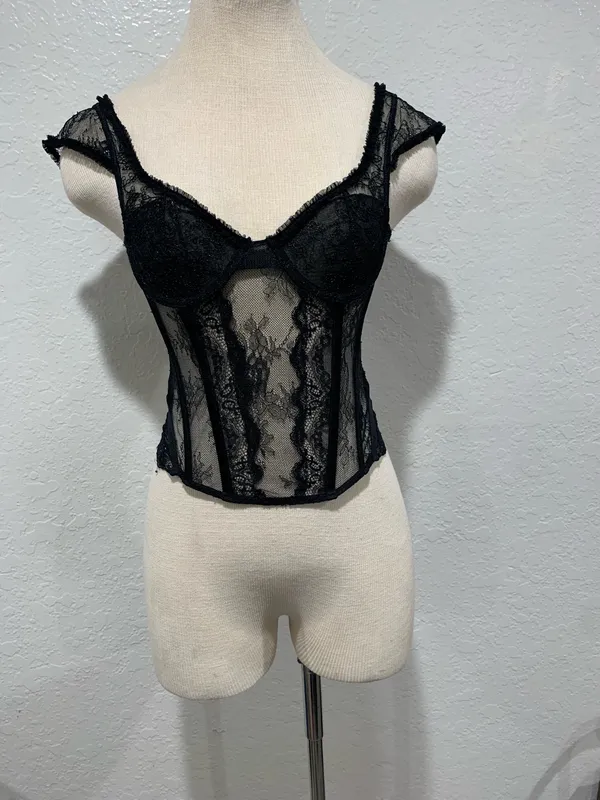 Black Lace Corset Top Size XS - Image 5