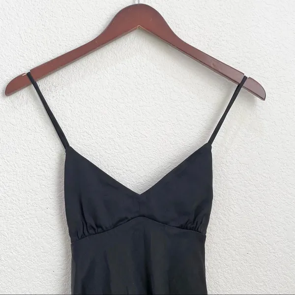 ZARA Black Criss Cross Back Satin Mini Slip Dress M - Image 7