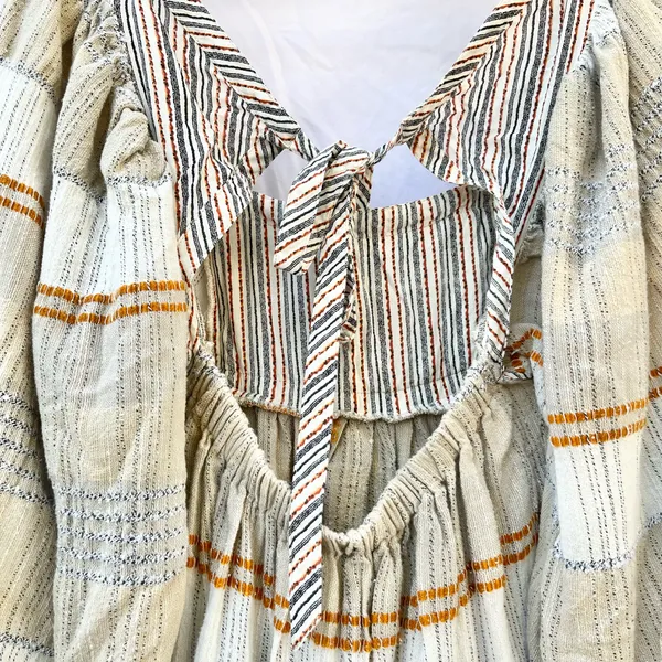 Free People | Small Cozy Striped Mini Dress In Ivory Combo Multi Color Back Tie - Image 9