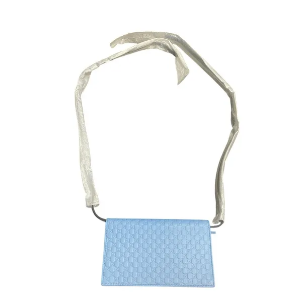 Gucci Blue Micro Guccissima GG Embossed Crossbody Wallet Purse NWT Model #466507 - Image 2