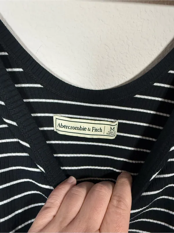 Abercrombie & Fitch Ribbed Striped Midi Tank Dress Black White Size M - Image 5