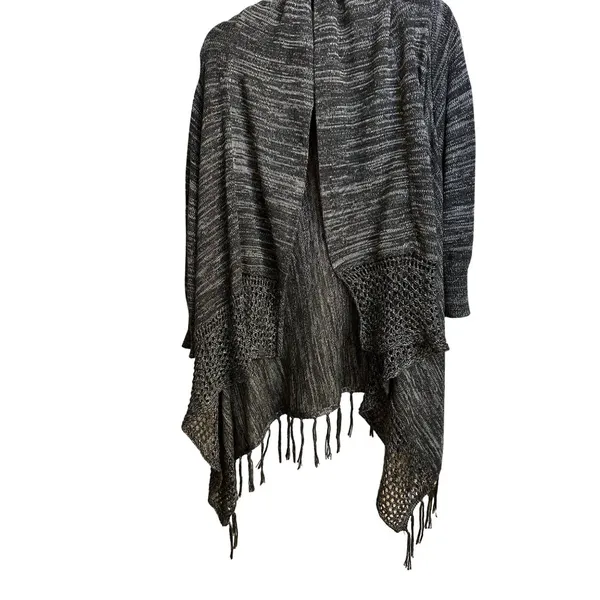 One World Size XL Live and Let Live Women's Cardigan Sweater Gray/Black - Image 12