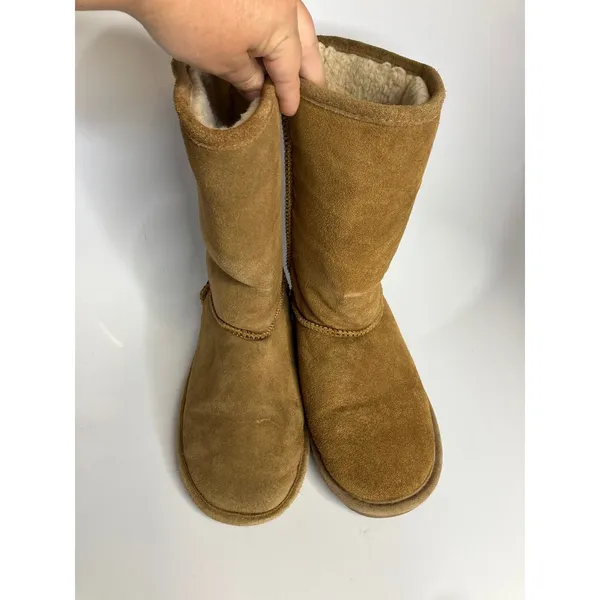 Bearpaw shearling pull on boots women's size 10 tan brown suede winter cozy‎ - Image 3