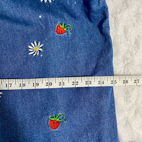The Quacker Factory Vintage Strawberry Embroidered Denim Full Zip Jacket XL - Image 7