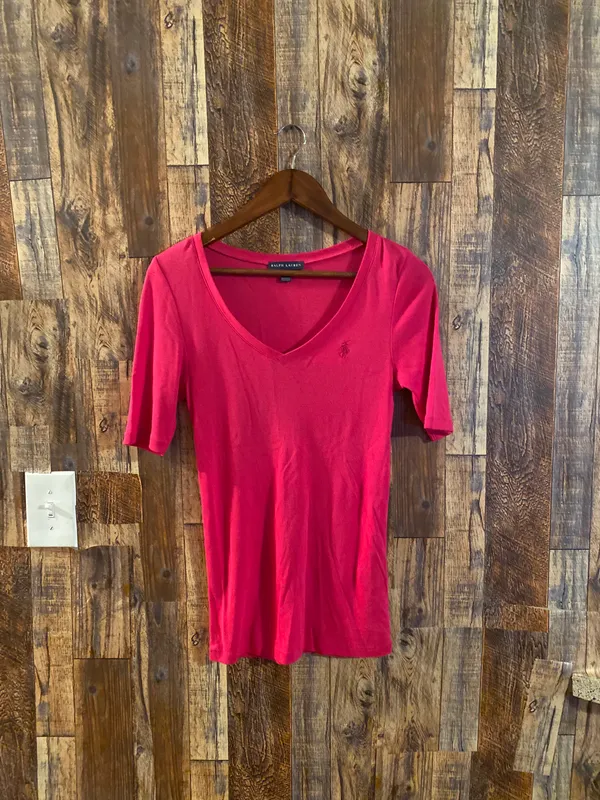 Polo Ralph Lauren V-neck t-shirt pink size medium - Image 2