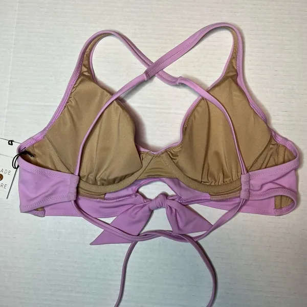 Shade & Shore Light Purple Tie Front Bralette Bikini Top Size 34C New! - Image 5