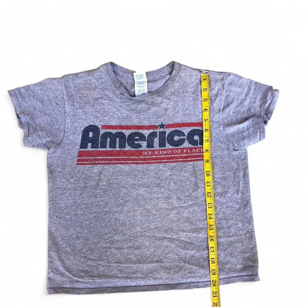 Vintage Y2K Retro Grey red "America My Kind Of Place" cotton t-shirt tee top short sleeve Sz M - Image 5