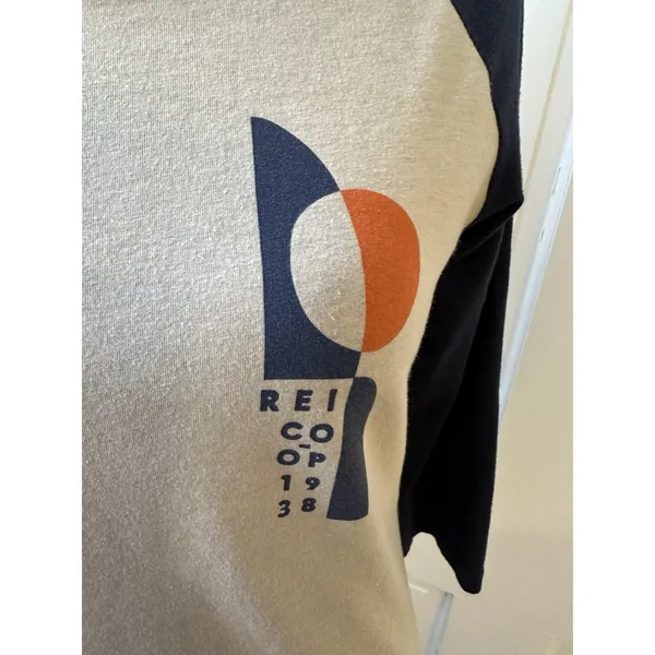 REI Women’s Raglan Top 3/4 Sleeves Tshirt Size Small Navy/Cream Gorpcore Nature - Image 4