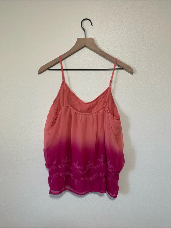 💗Charlotte Russe Pink Coral Ombre Sequin Lace-Trim Tank - Image 5