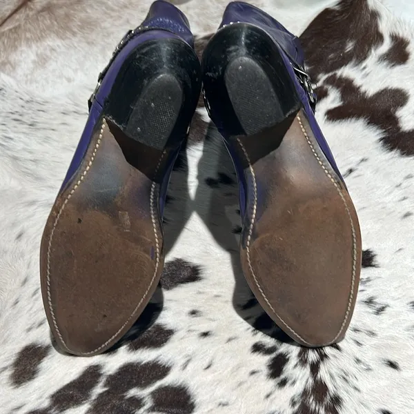 Vintage Purple Real Leather Cowboy Boots Festival Rave‎ Burning Man T1 - Image 8
