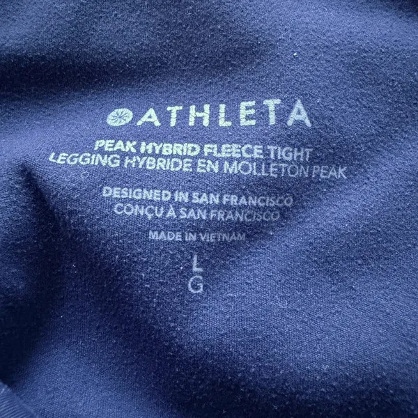 Athleta Peak Hybrid Fleece Tight Leggings Womens Large Navy Blue Outdoor Camping - Image 8