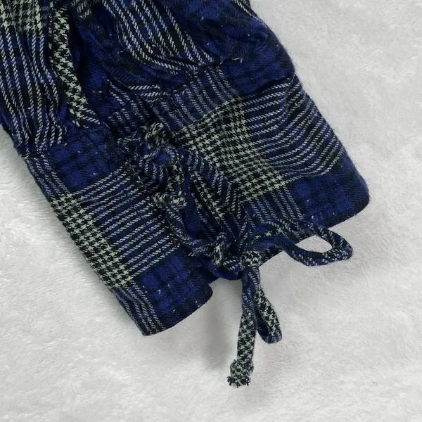 We the Free Flannel Blouse Womens S Blue Tie Sleeve‎ Button Front Western Boho - Image 8