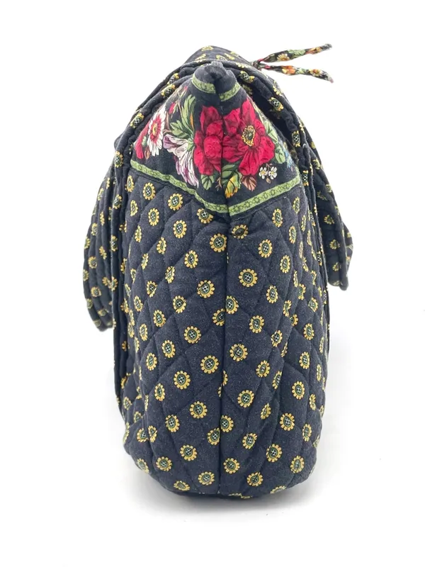 Vera Bradley Betsy Bag Vibrant Black Retired Quilted Floral Zip Top Tote Bag VTG - Image 5