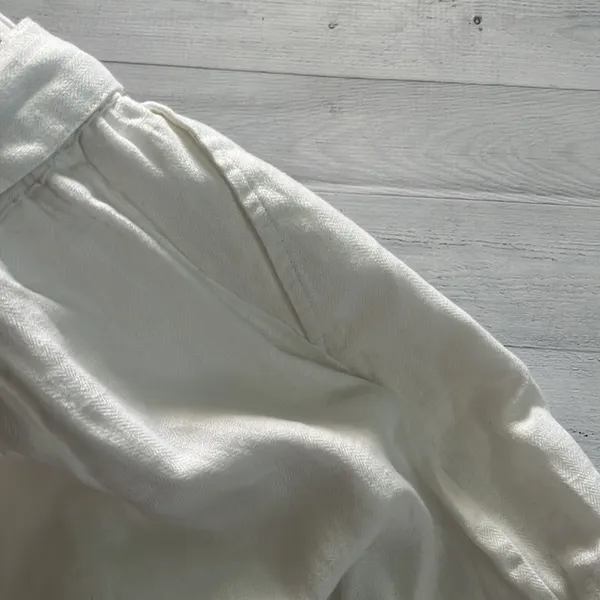 LOFT 100% Linen White High Waist Belted Skirt Size L - Image 4