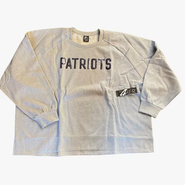 G-III For Her Apparel Patriots Sequin Logo Sweatshirt‎ Women's 4XL Gray Metallic - Image 6