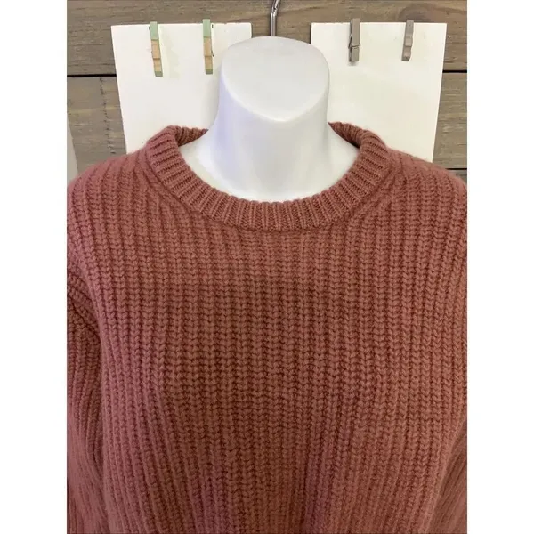 Wilfred Free Aritzia Cable Knit Crew Neck Wool Long Sleeve Sweater Mauve EUC - Image 3