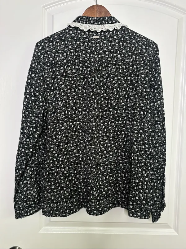 Barbour Floral Print Cottage-core Button Up Francesca Shirt with Lace Collar - Image 7