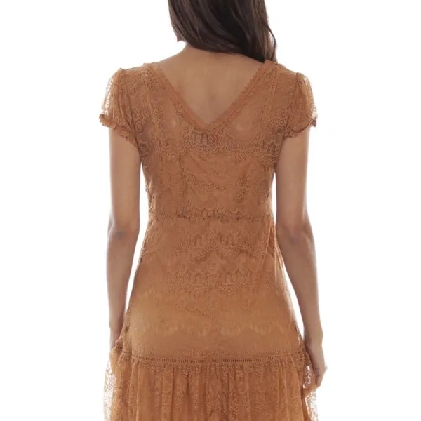 Scully honey creek western wear Sheer Lace dress Tan Dress stagecoach - Image 5