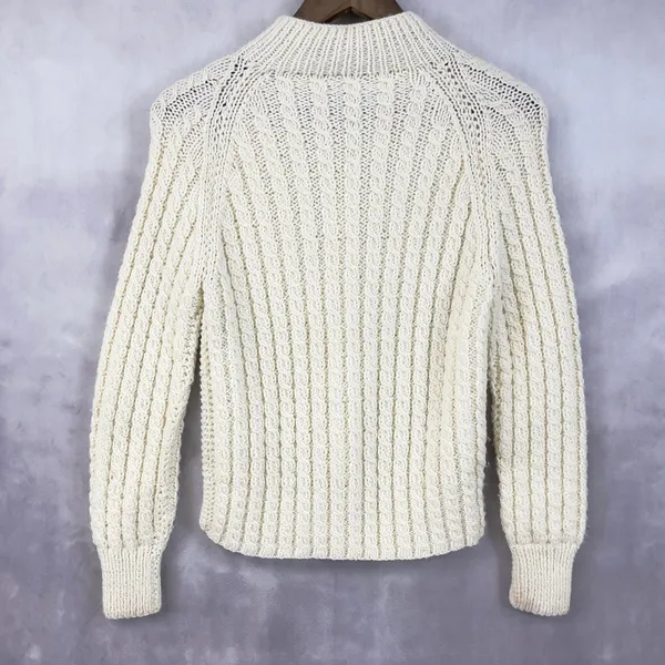 Chunky Cable Knit Sweater Womens S/M‎ Fisherman Handmade Heritage Alpine READ - Image 6
