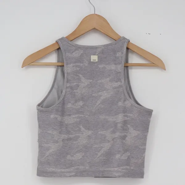 Vuori Tank Top Womens S Cropped High Neck Grey Camo Racerback Excellent - Image 3