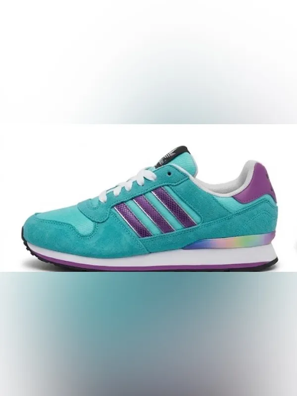 adidas Women's Teal and Purple Retro Running Shoes - Image 2