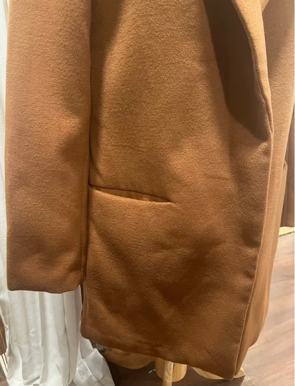 Womens Fall Tan Dress Coat Jacket M Forever21 - Image 4