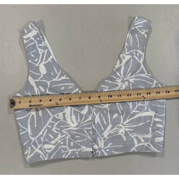 Madewell Linen Vest Crop Top 00 Floral Tropical Coastal Festival Travel Vaction - Image 4