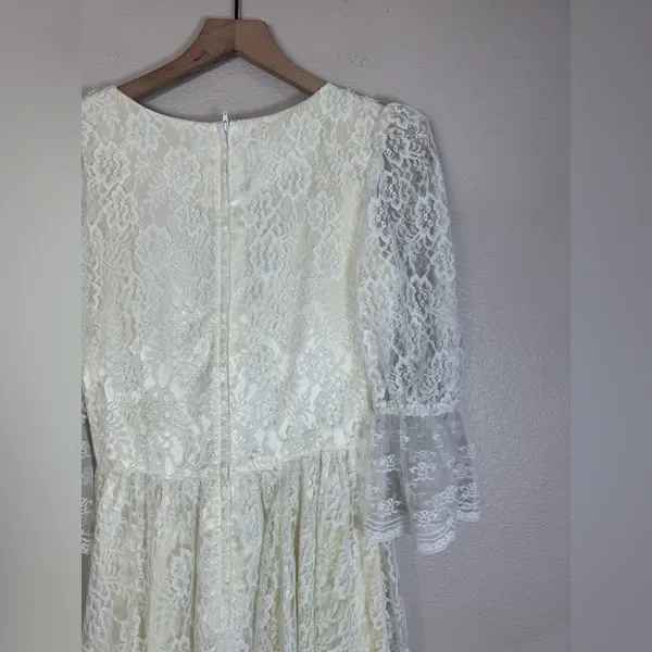Gunne Sax by Jessica McClintock Vintage 1970’s Ivory Lace Wedding Dress size 7 - Image 13