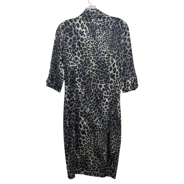 Zara Basic Leopard Print Button Front Dress Animal Print Black Women’s Medium - Image 6