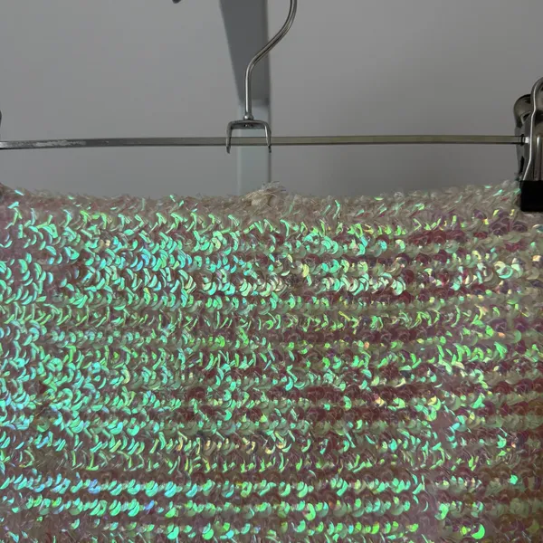 Y2K Poof M Iridescent Sequin Tube Top Rave Ethereal Mermaidcore Fairy Grunge‎ - Image 2