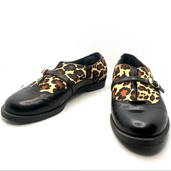 Bella Vita "Reese" Black Leather And Animal Print Fur Slip On Loafer Shoes (6) - Image 7